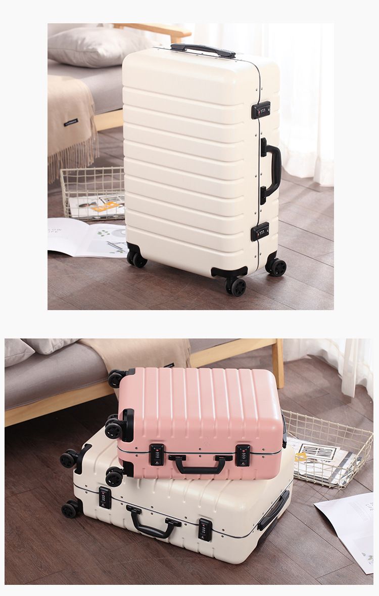 Durable PC Aluminum Frame Luggage With TSA Lock, 20-inch & 25-inch Spinner Suitcase For Travel, Waterproof & Lightweight Carry-On_voghion.com