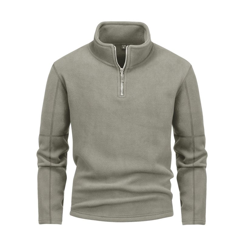 Herrenjacke mit Fleecefutter und Sherpa-Kragen – Verdickter Polyester-Reißverschlussmantel für den Winter, übergroße Freizeitoberbekleidung (Olivgrün,_voghion.com