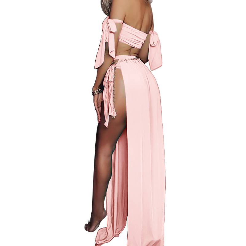 Dames tube top strappy top sexy split rok tweedelig pak_voghion.com