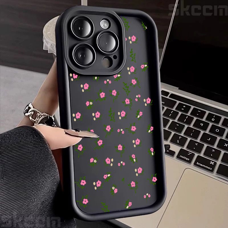 Niedliche kleine Blumenmuster-Silikon-Softphone-Hülle für iPhone 16 Pro Max 15 14 Plus 13 12 11 XS Max X XR 7 8 Plus 16E Cover_voghion.com