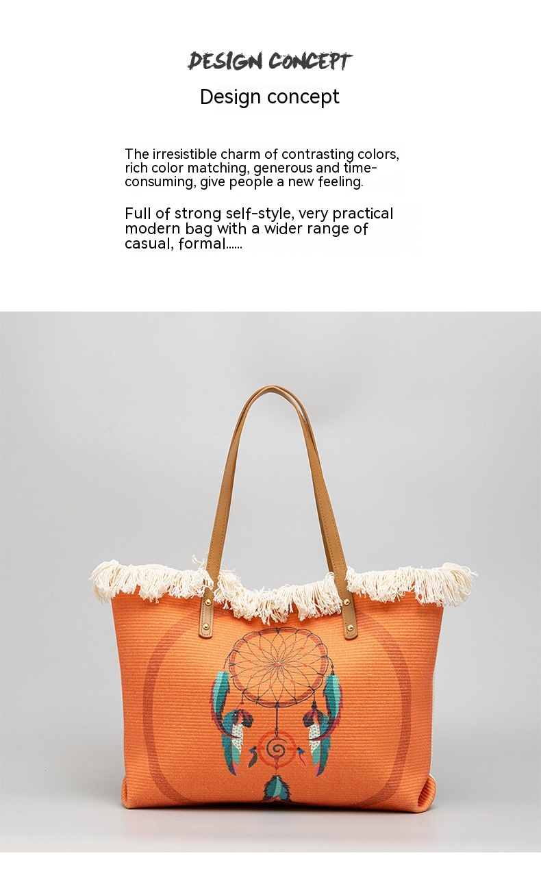 Bohemian ethnic style canvas commuting shoulder niche design, large capacity bag, women's bag_voghion.com