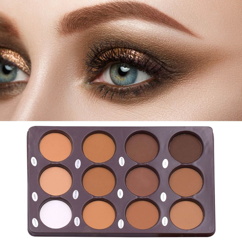 Hislaves Contour Palette Mattes, nicht fliegendes Pudertrimmen, dreidimensionaler Effekt, 12-Farben-Gesichts-Lidschatten-Highlighter-Palette, Make-up-Versorgung – 1 Stück_voghion.com