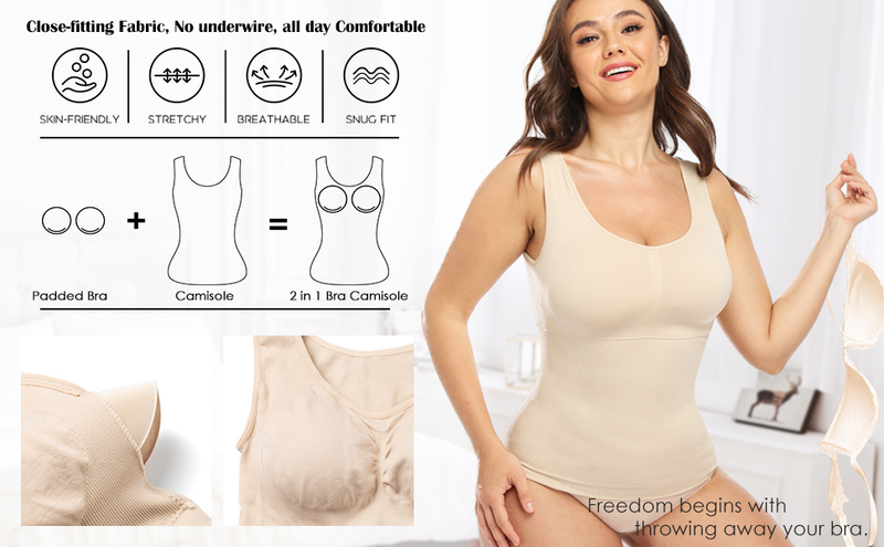 Size Shaper Plus palaidinės moterims, besiūlės juosmens treniruoklės, palaidinės be rankovių, kūno formavimo liekninimo priemonės su įmontuota liemenėle, marškinėliais ir..._voghion.com