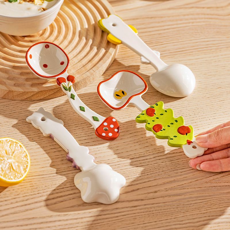 Exquisite Ceramic Small Cute Household High-Value Beautiful Soup Ladle Rice Spoon Glaze Underglaze Color_voghion.com