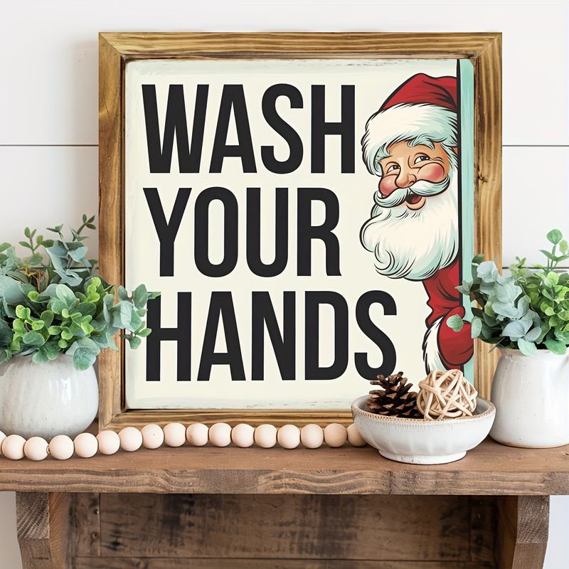 "8x8" Vintage Holzschëld mat dem Numm "Wash Your Hands" - Rustikal Wandkonscht fir Kichen, Buedzëmmer & Büro | Eenzegaartegt Kaddo fir d'Feierdeeg_voghion.com