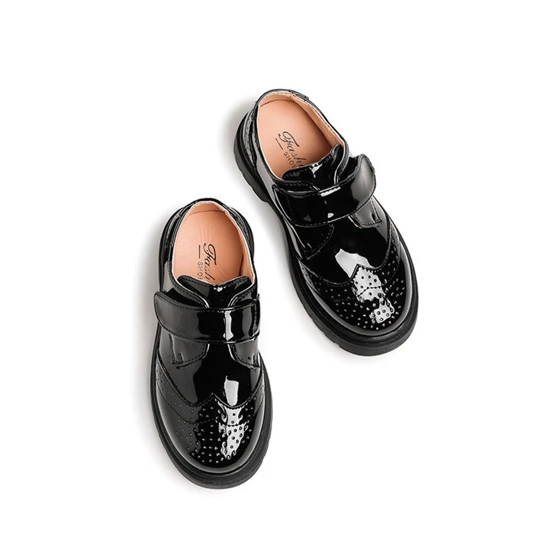 SHLIANG Mode Jungen Schwarze Lederschuhe Weiche Leistung Frühling Herbst Neue Britische Stil Weiche Halbschuhe Schwarz für Uniform Kinder SA126_voghion.com
