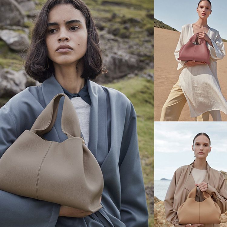 Top Layer Cowhide Dumpling Bag French Niche Single Shoulder Crossbody Bag Handbag Female Niche Simple Cloud Bag_voghion.com