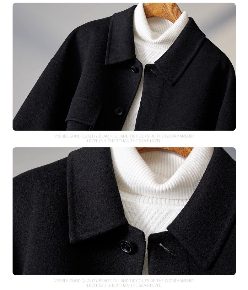 Men's 2025 New Autumn High-End Simple Versatile Jacket Short Trench Double-Sided Wool Coat_voghion.com