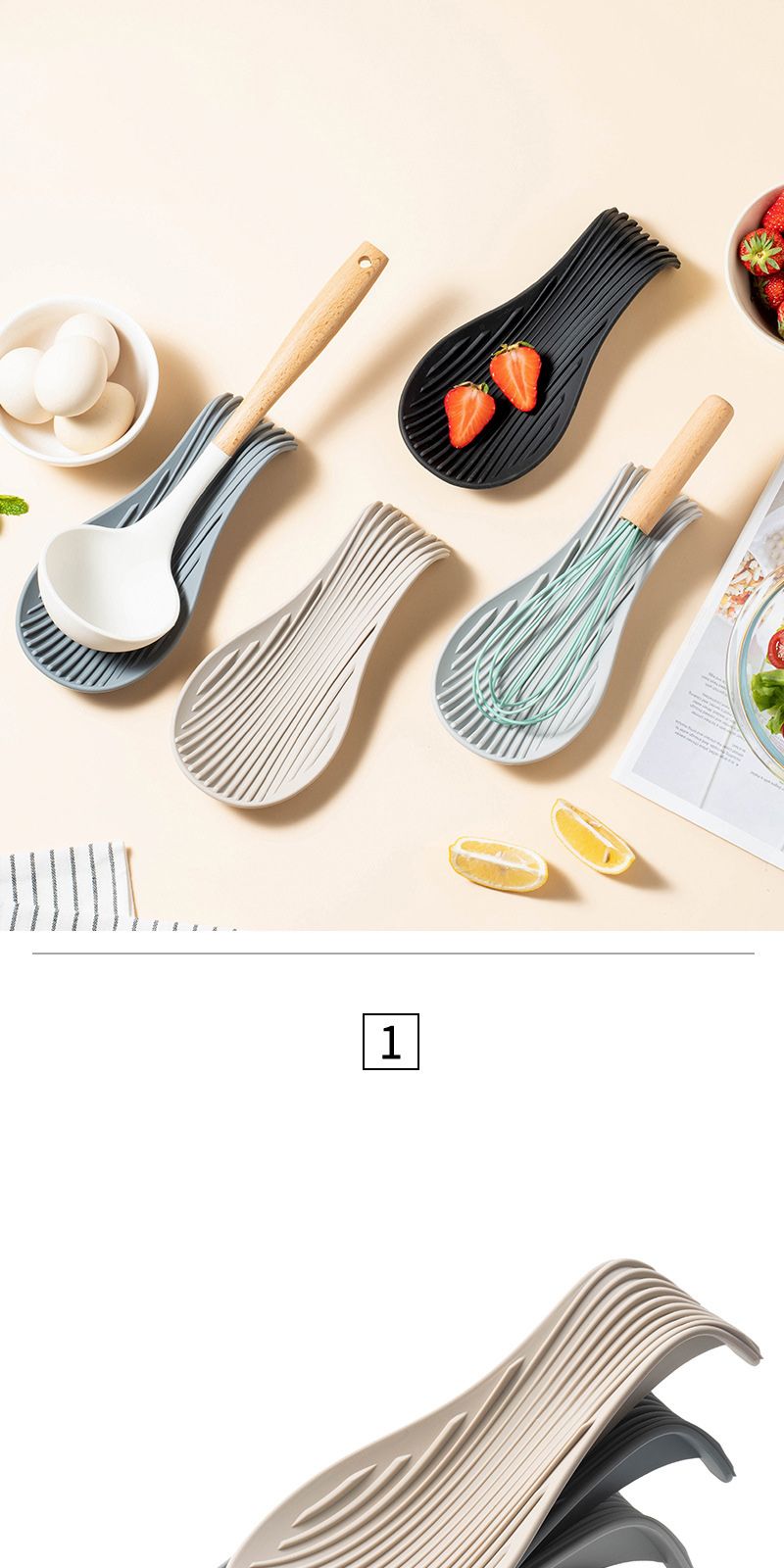 1/4Pcs Silikon Isolierte Löffel Halter Hitze Beständig Tischset Löffel Halter Besteck Regale Küche Werkzeuge Tischset_voghion.com