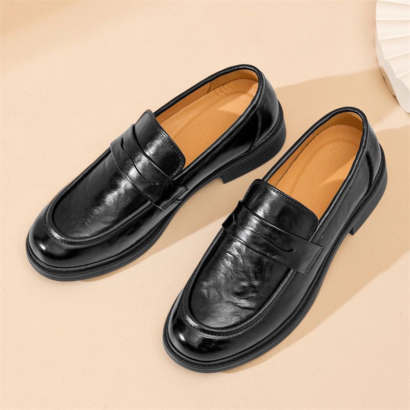 2025 Neue Loafer mit dicker Sohle für Damen, trendige Damenschuhe aus Rindsleder im Herbst, kleiner Blockabsatz im britischen Stil_voghion.com