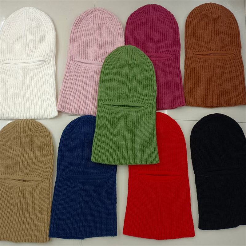 Balaklava, én lue, to bruksområder, vindtett lue med ansiktsbeskyttelse for høst og vinter, strikket lue med pullover, ulllue, nakkebeskyttelse_voghion.com