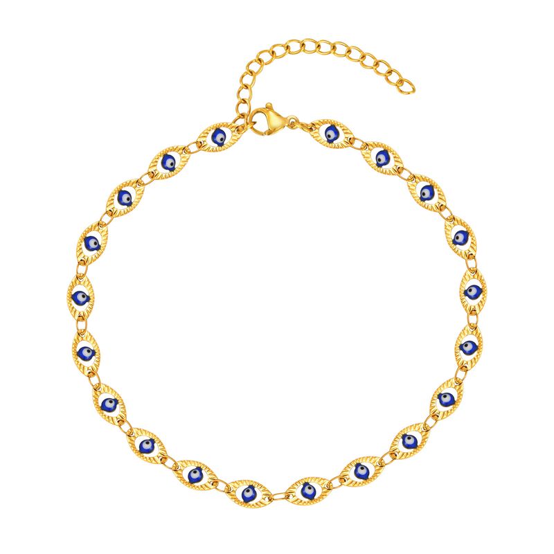 Cavigliera con occhio di demone in rilievo in acciaio inossidabile, stile casual estivo JC-226_voghion.com