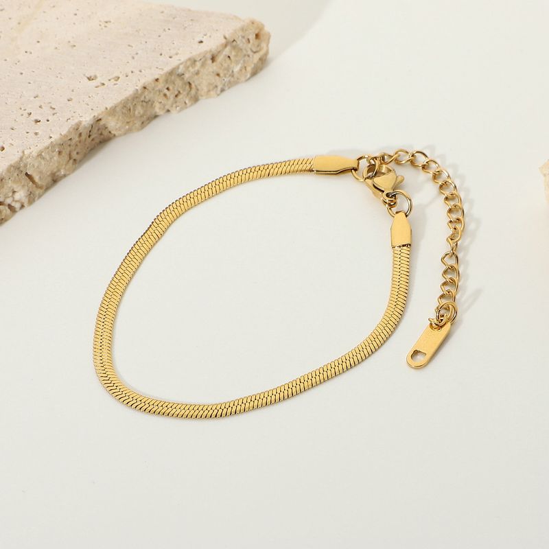 Internet Celebrity Style Metal Titanium Jewelry, Stainless Steel Golden 3mm Blade Chain, Snake Chain Br, Female_voghion.com