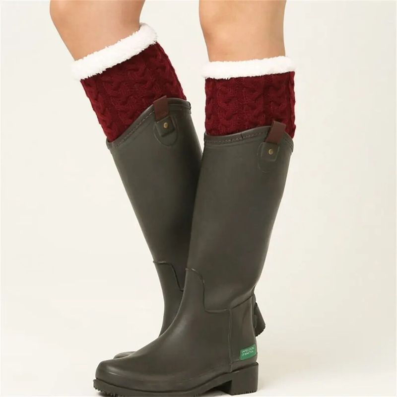 Dames winter enkelbeenwarmers plus fleece gehaakte gebreide laarsmanchetten toppers sokken_voghion.com