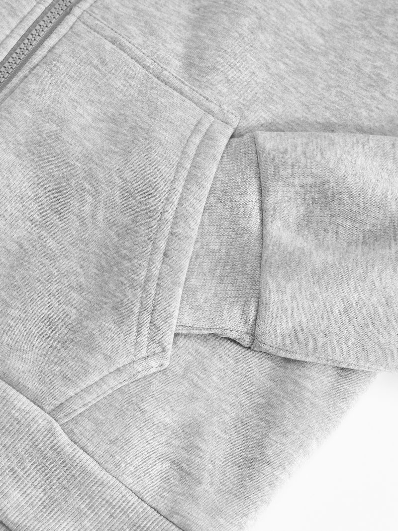 Herrenbekleidung Einfarbig Schweres Retro Frühling Herbst Winter Herren Fleece Top Jacke Einfarbig Reißverschluss Sweatshirt_voghion.com