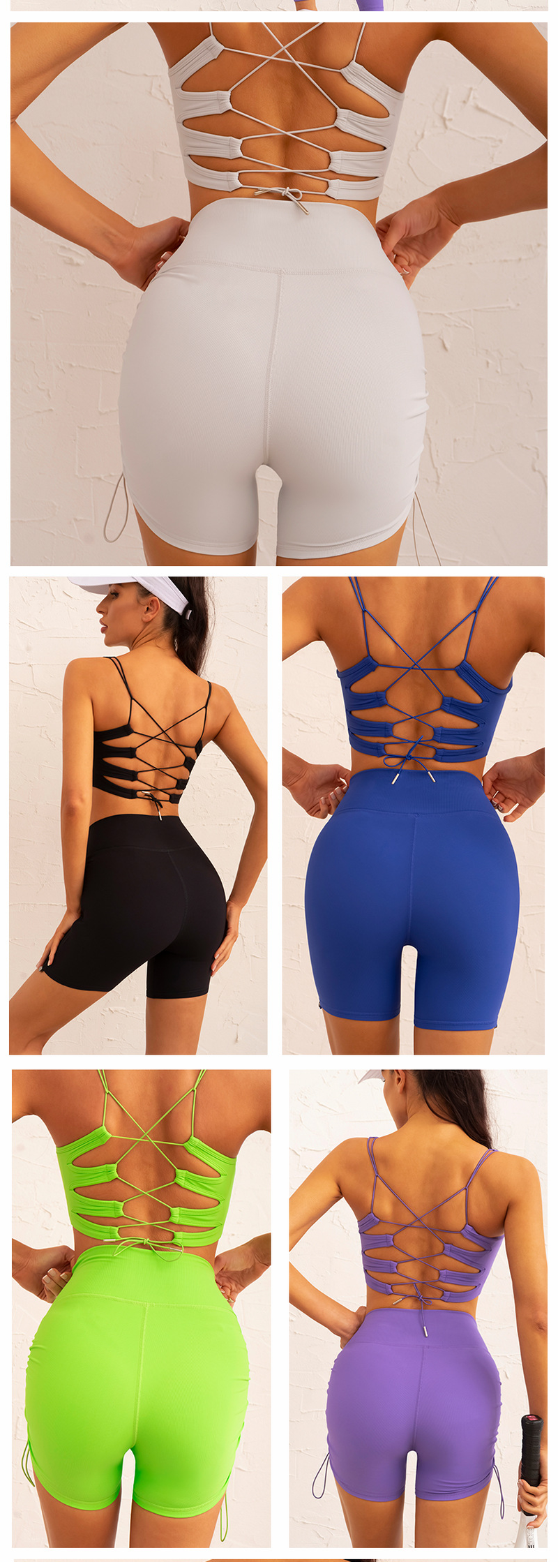 Damen-Fitnesshose mit Kordelzug, Yoga-Anzug, dreiteiliges Set_voghion.com