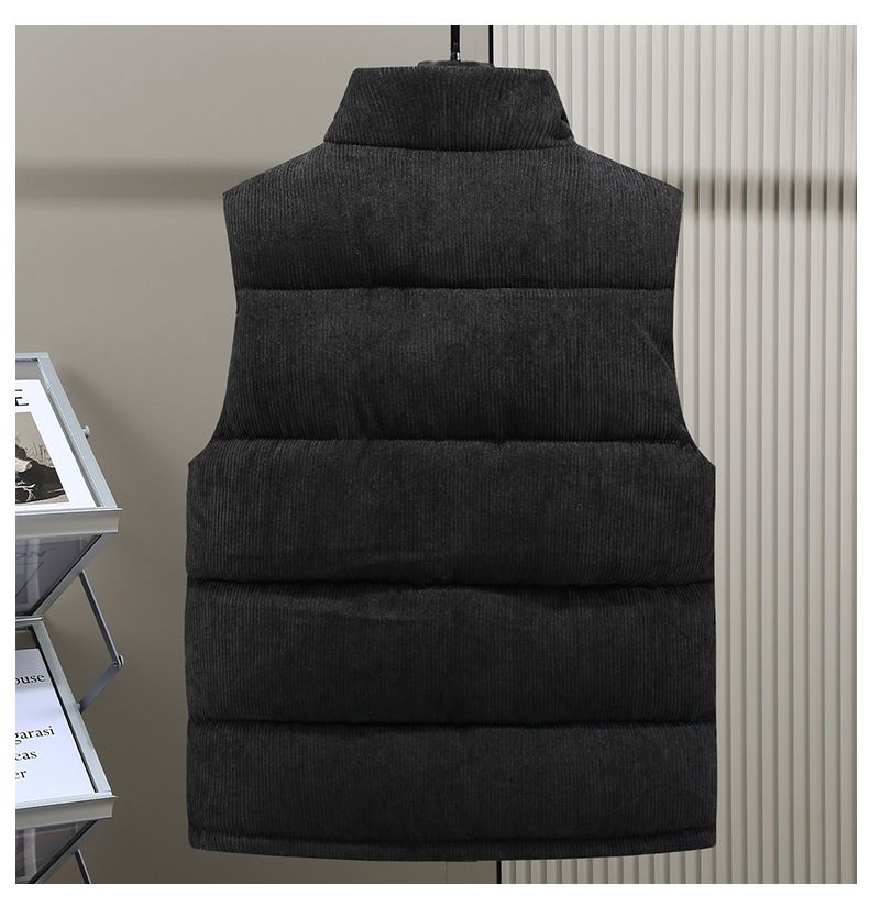 Trendy Corduroy Puffer Vest For Men – Slim-Fit Zip-Up Hooded Design(S-5XL) – Winter Streetwear Essential In Black/Grey/Yellow/White_voghion.com