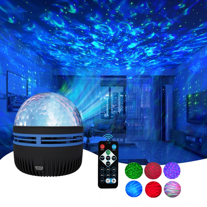 LED Water Pattern Starry Sky Projector Star Moon Lamp Bedroom Night Rotating Galaxy Light For Kid Christmas Gifts_voghion.com