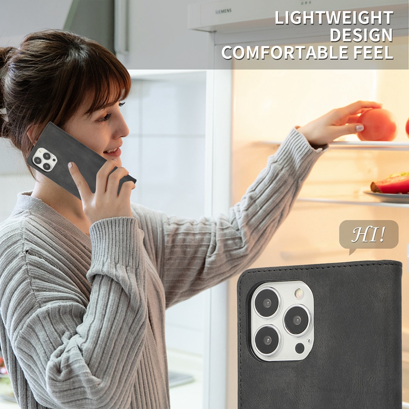 Strong Magnetic Flip Cover for iPhone 14 Plus 14 Pro Max PU Leather Wallet Case for iPhone 13 12 11 Pro XR XS MAX 6 7 8 Plus_voghion.com