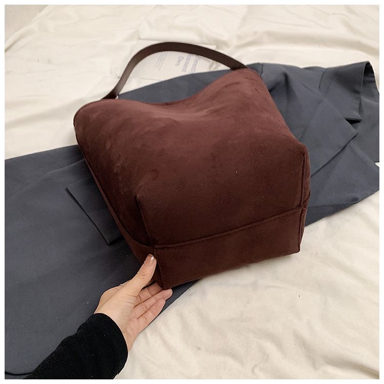 Semplice secchiello autunno inverno pelle scamosciata grande capacità ins madre e bambino alla moda monospalla ascellare_voghion.com