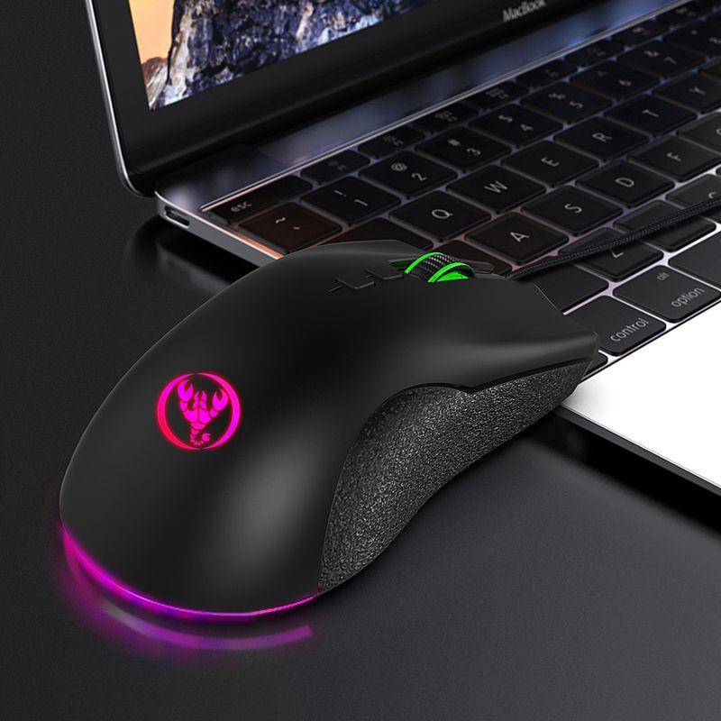 A883 krāsaina kvēlojoša 7D spēļu pele, Esports vadu pele 6400dpi regulējama makro programmēšana_voghion.com