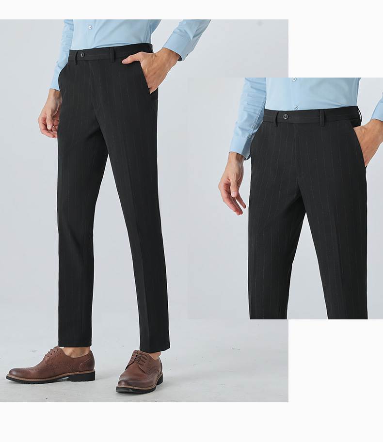 Men's Slim Fit Suit Set With Stripes - Formal Business Blazer & Pants For Wedding, Office & Special Occasions (Black, Gray, 7XL Sizes Available)_voghion.com