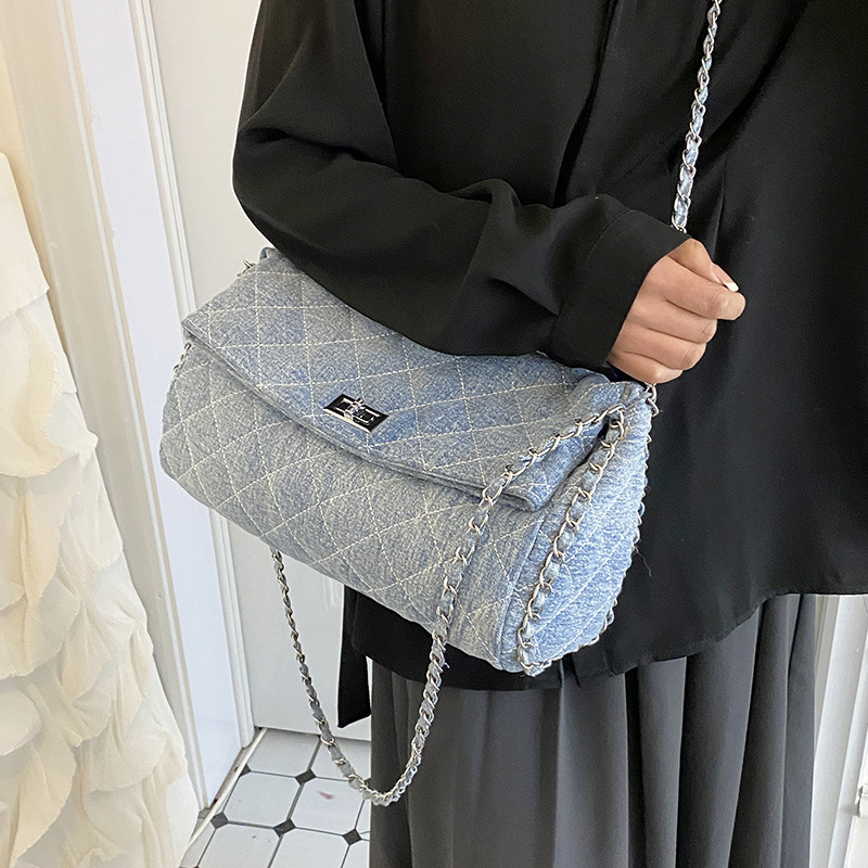 Borsa da donna di fascia alta Borsa da donna 2023 New Fashion Borsa a tracolla a prezzo singolo Denim Borsa tote versione coreana di grande capacità_voghion.com
