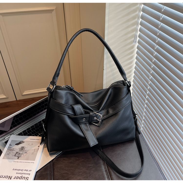 Sac fourre-tout tendance pour femme, grande capacité, en PU souple, avec fermeture éclair, pour un usage quotidien, disponible en noir, beige, marron et argent._voghion.com