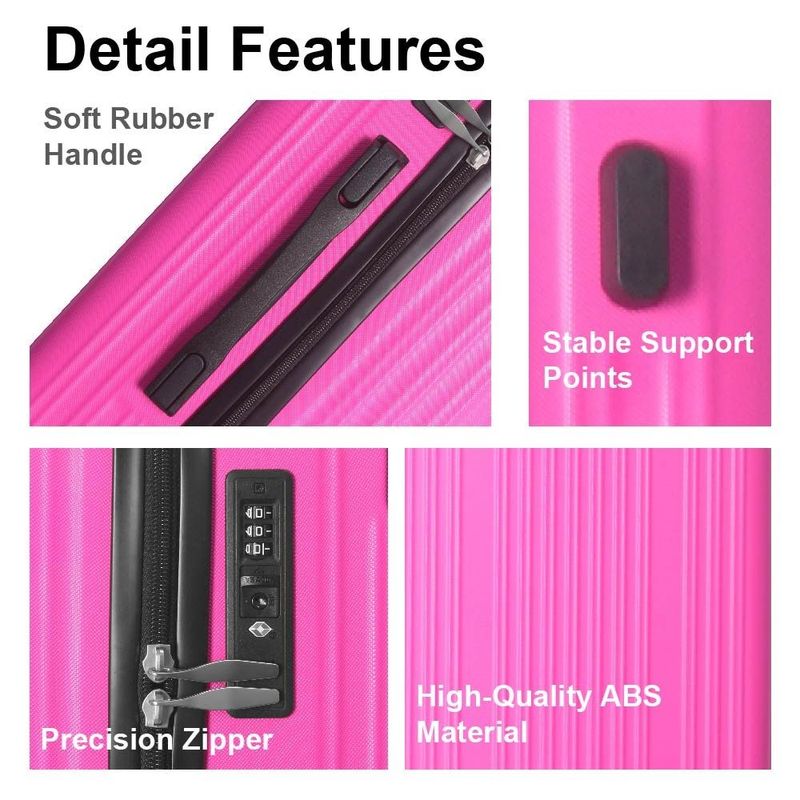 3-Piece Lightweight ABS Hardshell Luggage Set (20", 24", 26") In Honey Powder With Spinner Wheels, TSA Lock, And Adjustable Telescopic Handle - Durable Travel Suitcases_voghion.com