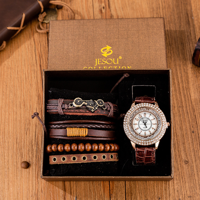 5pcs/set Watch Gift Set Bracelet Set+luxury Belt Quartz Watch Quartz Watch_voghion.com