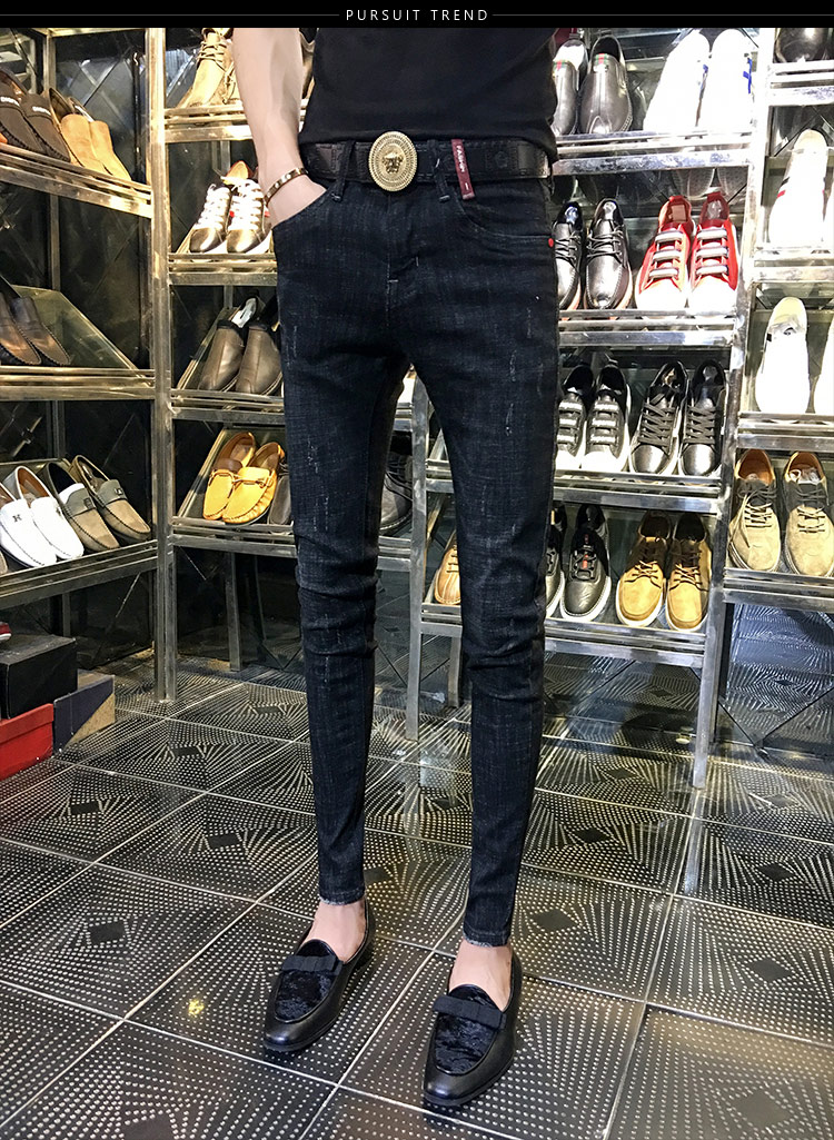 Trendige Herren-Herbst- und Winterjeans im koreanischen Stil mit schmaler Passform, Retro-Jeans mit blauen Whiskers und kleinen Füßen für Männer mit sozialem Geist und schnellen Händen_voghion.com