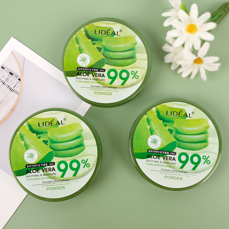 Waterproof 99% 1PC Aloe Vera Moisturizing Face Powder Smoothing Pressed Powder Breathable Makeup Concealer_voghion.com