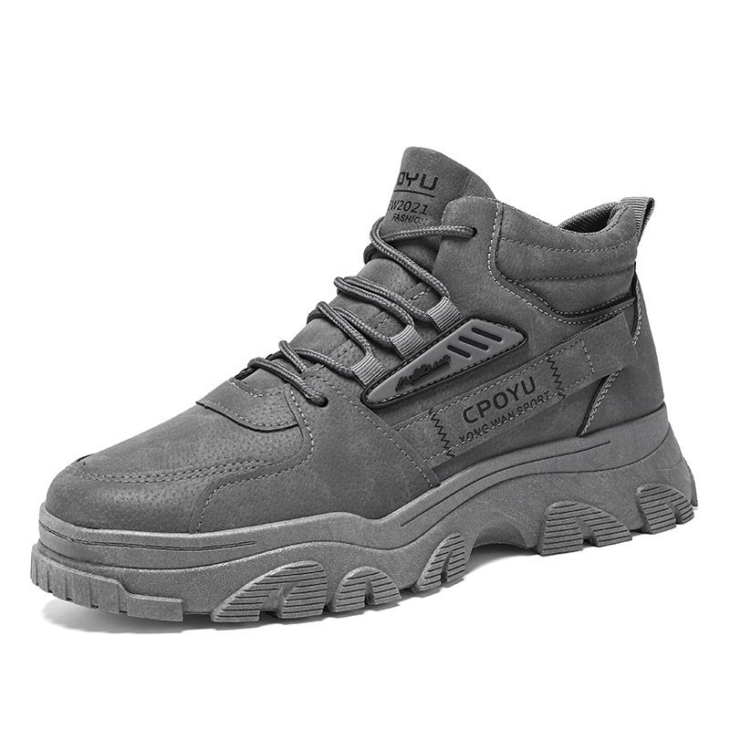 Men's Martin Spring High Top Waterproof Non-Slip Work Safety Outdoor Height Increasing Thick Sole Hiking Boots_voghion.com