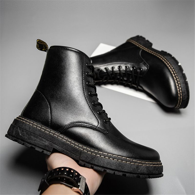 Cuir Martin visoke majice Trend hommes Bottes NOVO Army bottes Yinglun Wind noir nepropusne et antidérapant_voghion.com