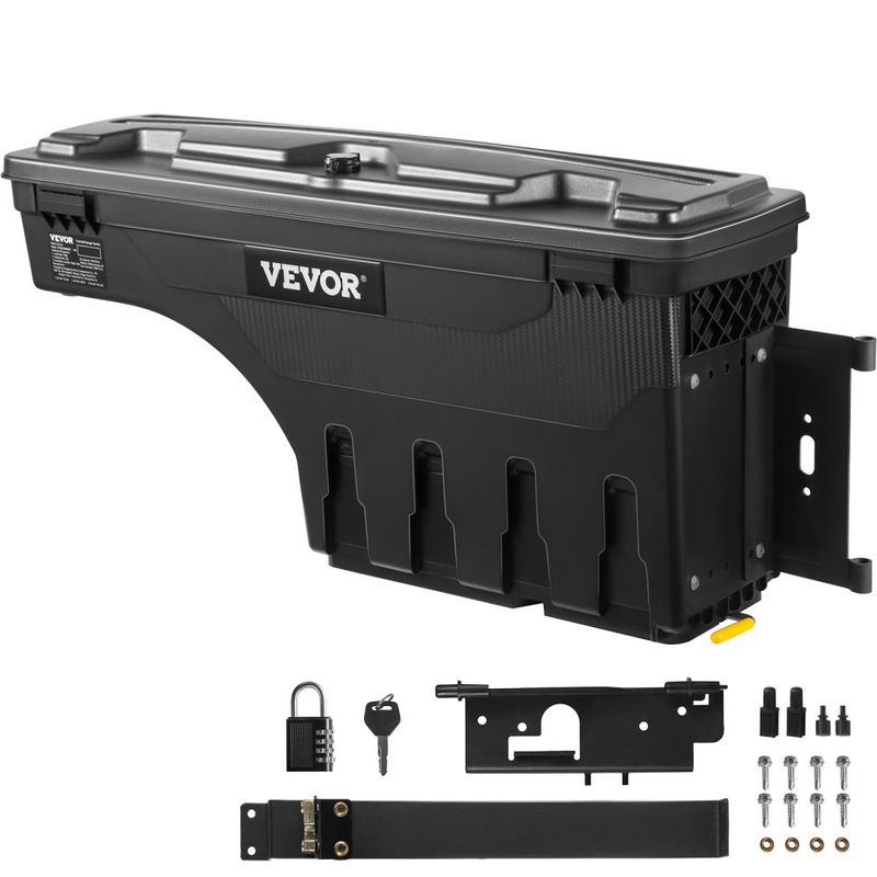 VEVOR Truck Bed Storage Box, Lockable Lid, Waterproof ABS Wheel Well Tool Box 6.6 Gal/20 L with Password Padlock, Compatible with Dodge Ram 1500 2019-_voghion.com