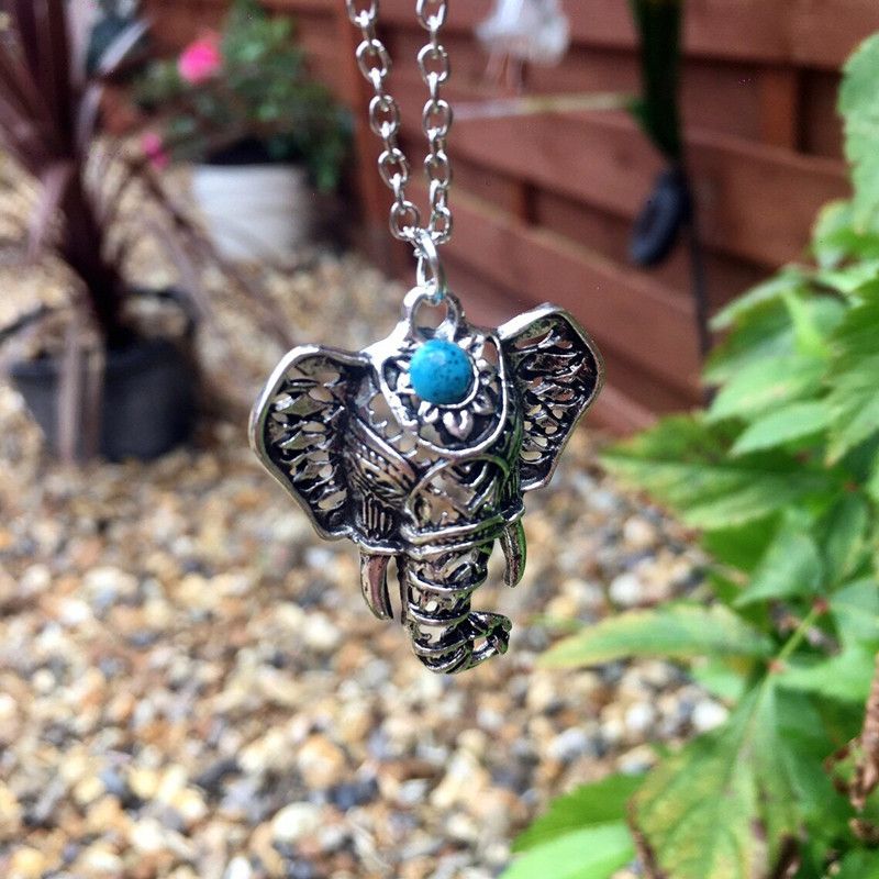 Necklaces New Retro Ethnic Bohemian Imitation Thai Silver Mascot Elephant Women's Necklace_voghion.com