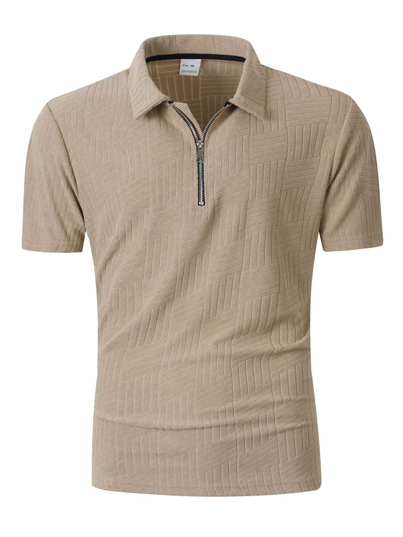 Summer New European And American Men's Polo Shirt Short Sleeve Button T-shirt Loose Jacquard Top Tees Shirt Men's Fashion_voghion.com