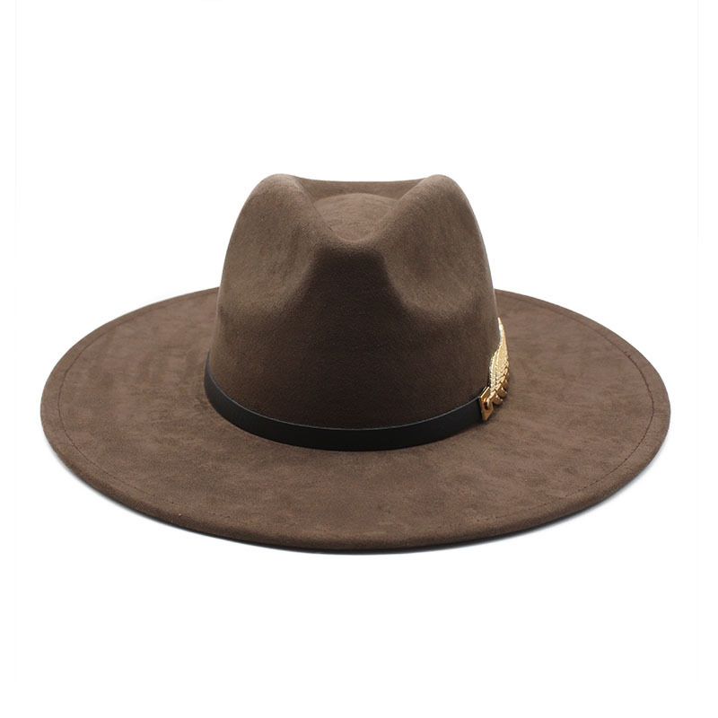 Fashion Suede Top 9.5cm Wide Bim Fedoa Hat Men Women Autumn Winte Felt Jazz Hats Classic Chuch Fedoas Chapeau Sombeo_voghion.com