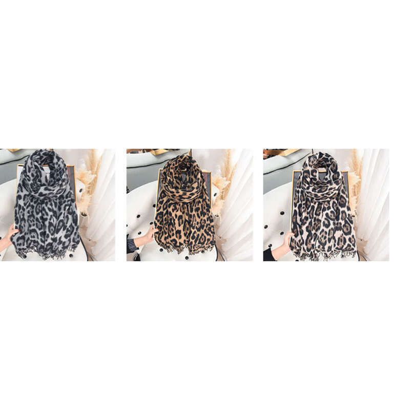 Sciarpa di seta giapponese e coreana da donna con stampa leopardata classica autunnale e invernale, per un look alla moda._voghion.com