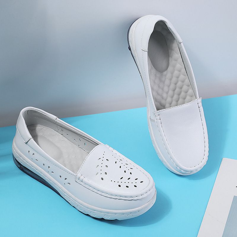 Cuscino per infermiera da donna, morbido e traspirante, confortevole, suola spessa, vera pelle estiva, bianco, comodo e medico_voghion.com