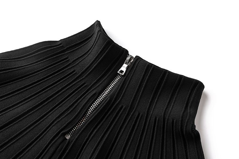 Women's Clothing new style elegant pleated skirt waist slimming ruffled hem v neck cardigan jacket + short skirt suit_voghion.com