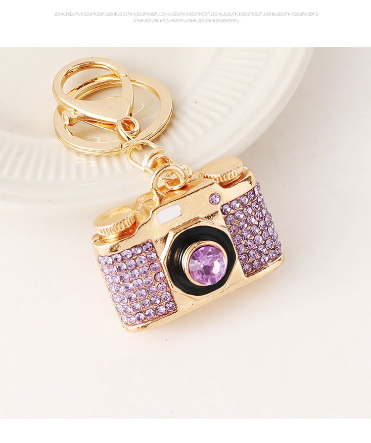 Mode Kamera Form Metall Tasche Kleine Geschenk Diamant-besetzte Anhänger Schlüsselanhänger_voghion.com