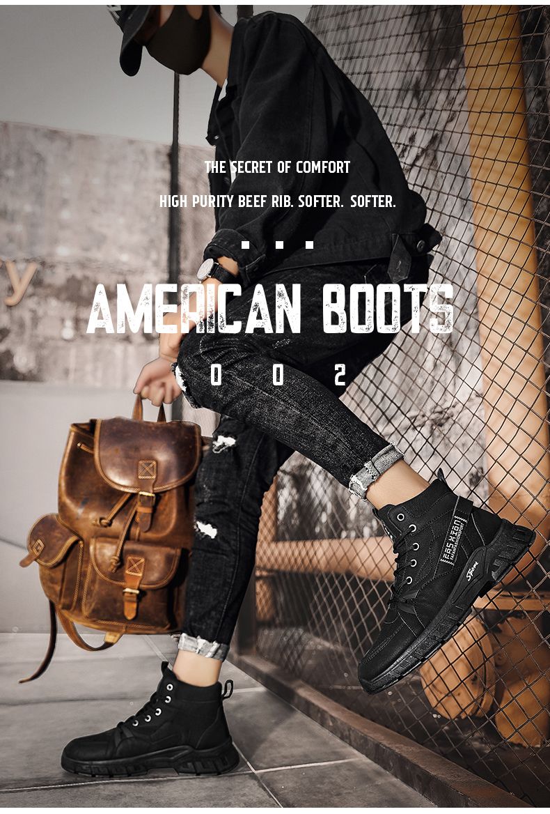 New Fasion Lace-up Men's Boot Hig-tops Working Casual Mans Toog Soes Outdoor Anti Slip Mens Vulcanized Boots Main_voghion.com