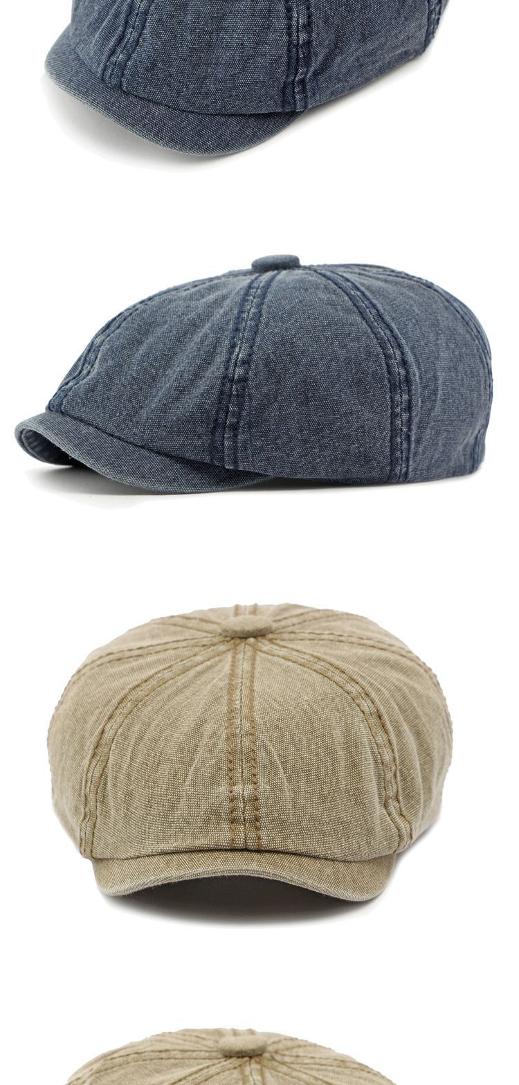 Cappello ottagonale in denim lavato unisex in cotone Lady Beret Cappello artistico da pittore con lingua d'anatra cappello da strillone retrò da uomo_voghion.com