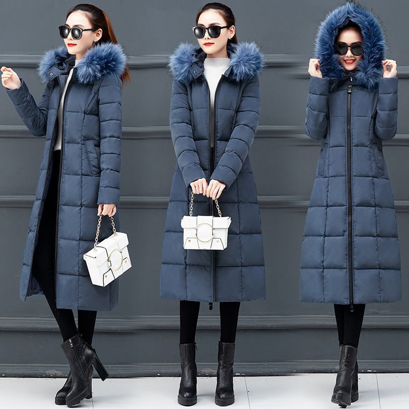 Women's Clothing Plus Size Long Puffer Coat With Faux Fur Hood - Korean Style Oversized Winter Jacket, Warm Thickened Down Alternative, Loose Fit_voghion.com