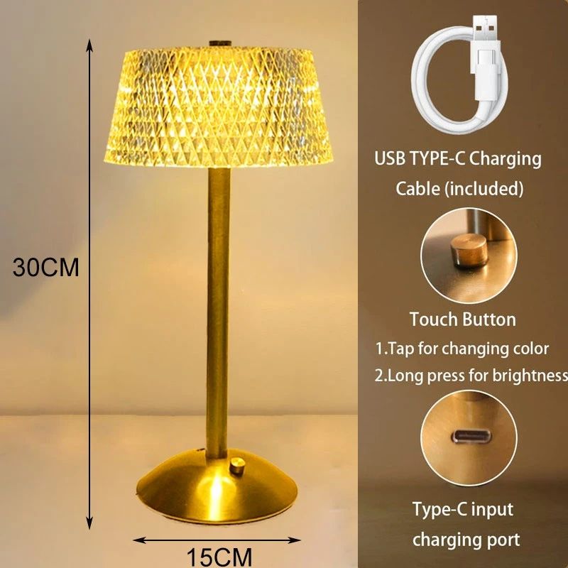 Lampada da tavolo a LED senza fili, ricaricabile tramite USB, luce notturna, dimmerabile al tocco, lampada da scrivania, decorazione per caffè/bar/hotel/camera da letto, luce d'atmosfera_voghion.com