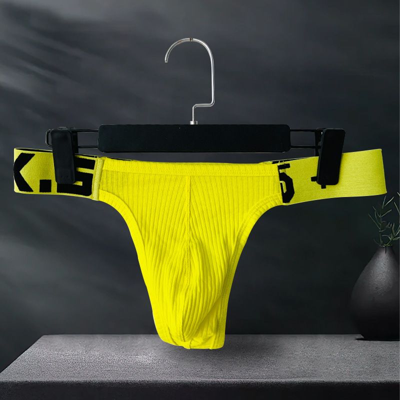 Sous-vêtements pour hommes, nouveau style, string côtelé, taille basse, t-shirt sexy pour hommes_voghion.com