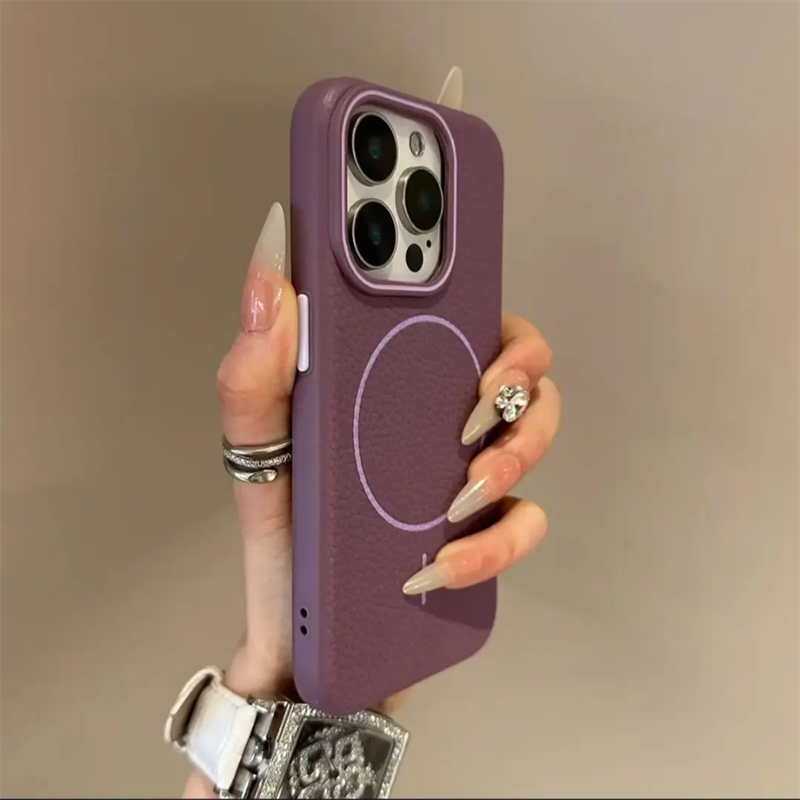 Custodia magnetica di alta qualità con texture Lychee compatibile con iPhone 16, iPhone 15 Pro Max, iPhone 13/14, morbida, 12 pezzi_voghion.com