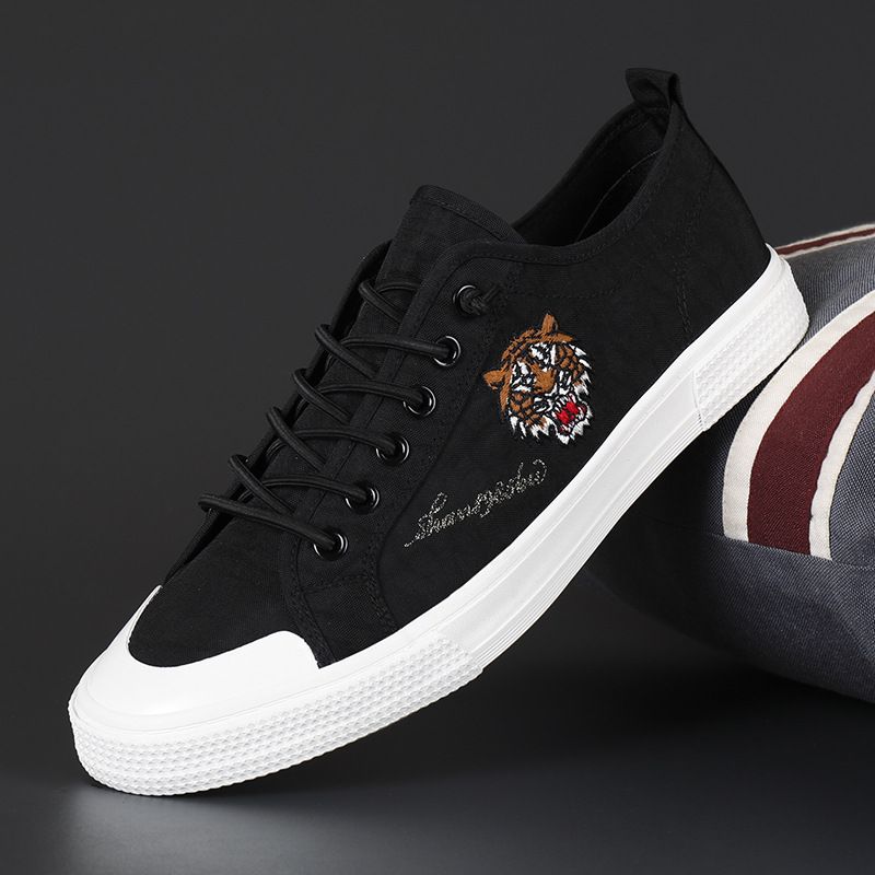 Scarpe da ginnastica casual classiche ricamate basse in tela lucida, con ombrello in seta ghiacciata, traspiranti, con lacci e suola morbida, Euro Step_voghion.com