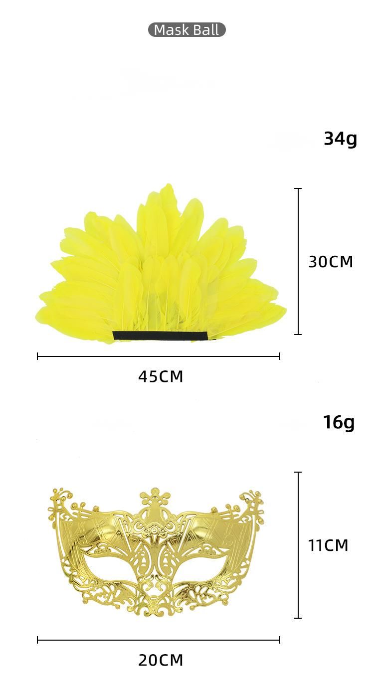 New Halloween Detachable Venice High-end Electroplated Feather Half-face Mask_voghion.com